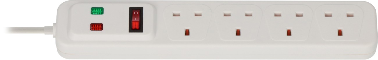 Brennenstuhl 4-Way Extension Lead Uk With Surge Protection And Neon Indicator 2M White