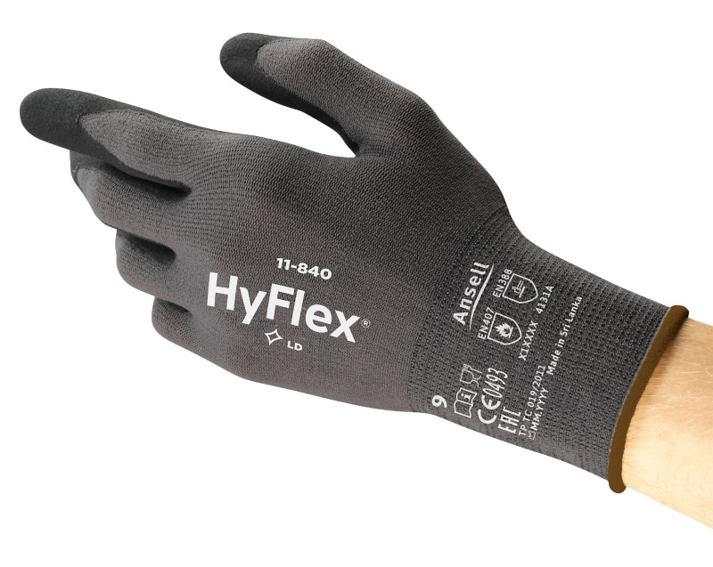 Ansell HyFlex Mechanical Protection Arbeitshandschuhe Schaum, Nitril Größe 7 Schwarz 12 Paar