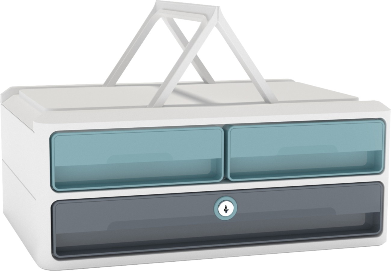 Cep Moov Up Drawer System Ps (Polystyrene) Mint, White 3 Drawers 37 X 27.5 X 14.6 Cm