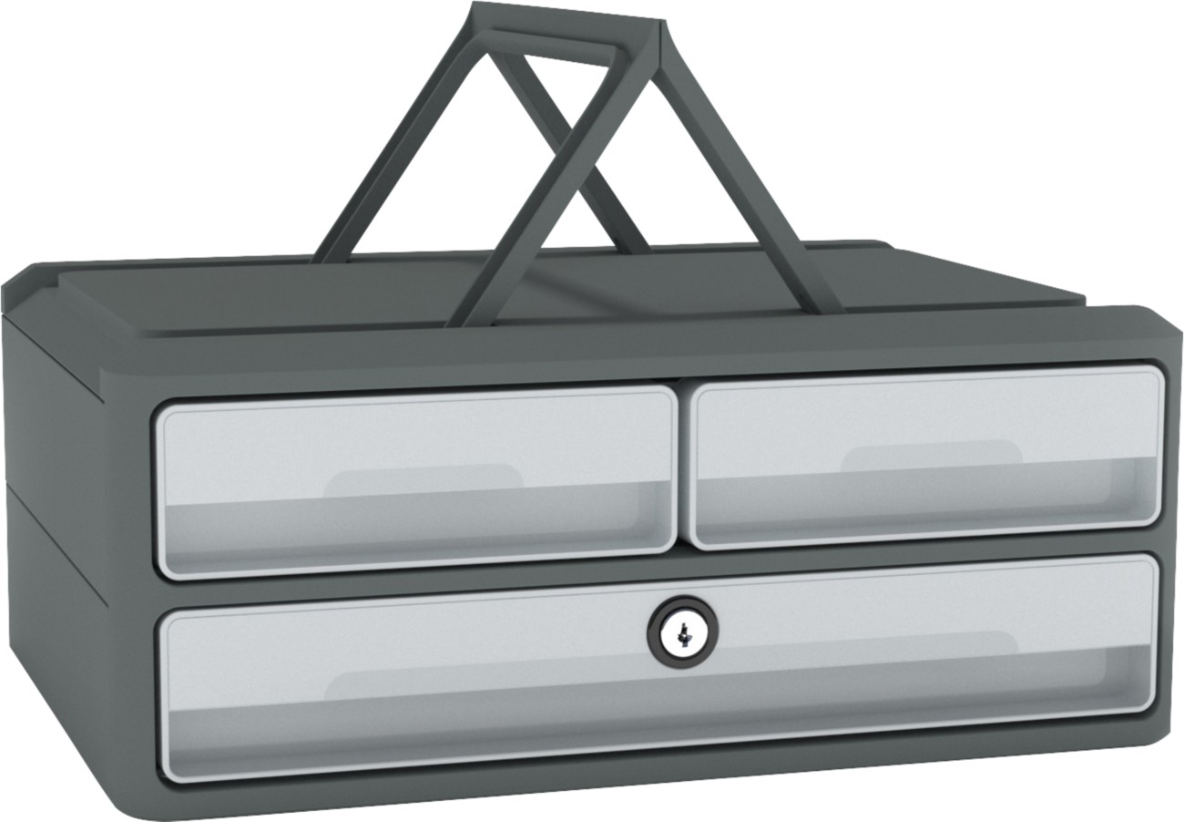 Cep Moov Up Drawer System Plastic Dark Grey, Light Grey 3 Drawers 37 X 27.5 X 14.6 Cm