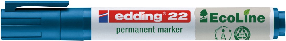Thumbnail - edding ECOLINE 22 Permanentmarker Breit Keilspitze 1 - 5 mm Blau Nachfüllbar Wasserbeständig
