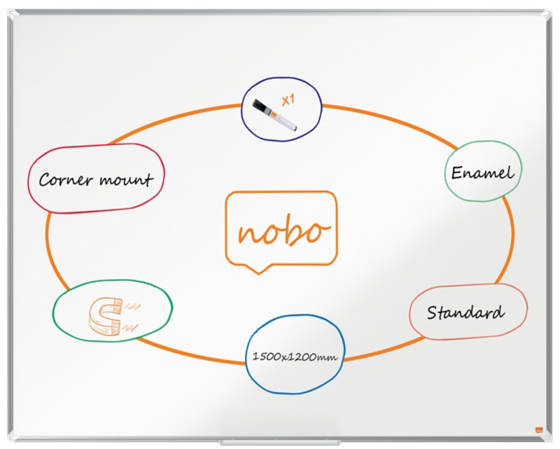 Nobo Premium Plus Whiteboard 1915147 Wandmontiert Magnetisch Emaille 150 x 120 cm