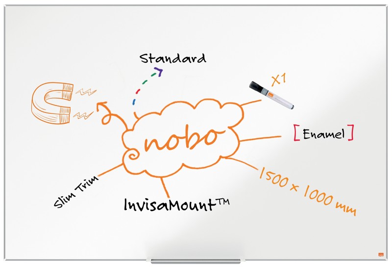 Nobo Impression Pro Whiteboard Wandmontiert Magnetisch Emaille Einseitig 150 (B) x 100 (H) cm