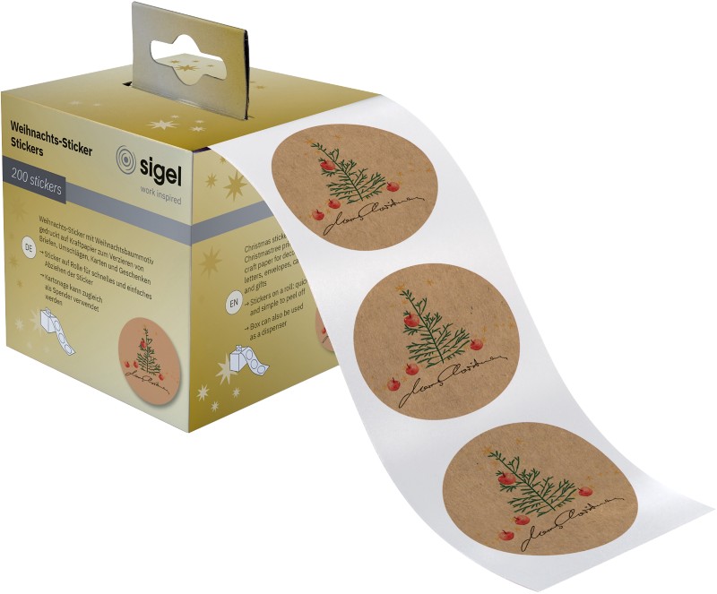 Thumbnail - Sigel Weihnachten Sticker Braun 4,7 x 4,7 cm 200 Stück