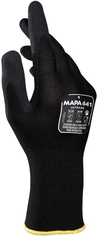 Mapa Professional Ultrane 641 Nicht Einweg Arbeitshandschuhe Nitril Ungepudert Medium (M) Schwarz 2 Handschuhe