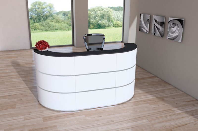 Thumbnail - Kerkmann Empfangstisch Anthrazit, Weiß 2600 x 800 x 1100 mm