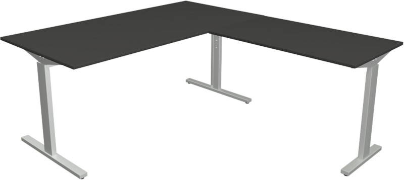 Kerkmann Form 2 Eckschreibtisch L-förmig Anthrazit T-Fuß 1.600 (B) x 1.800 (T) x 820 (H) mm