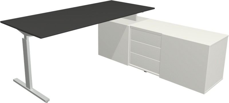 Kerkmann Form 2 Eckschreibtisch Anthrazit T-Fuß 3 Schübe 740 mm (H)