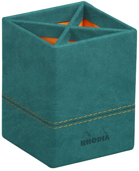 Image of Rhodia Stifthalter 194532C Kunstleder Pfauengrün 8 (B) x 8 (T) x 11 (H) cm