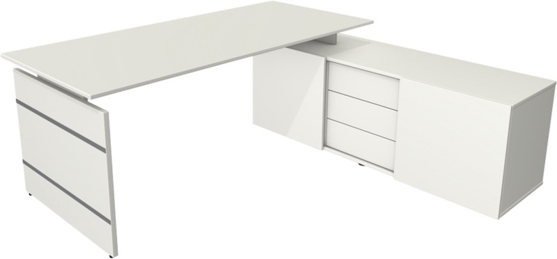 Kerkmann 11446010 Schreibtisch Form 4 L-Förmig Weiß 1950 x 1770 x 740 mm