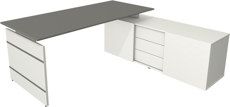 Thumbnail - Kerkmann Form 4 Eckschreibtisch Graphit Wange 3 Schübe 1.950 (B) x 1.770 (T) x 740 (H) mm