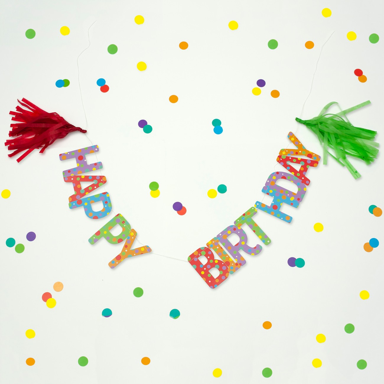 On The Wall 'Happy Birthday' Garland With Tissue Tassels