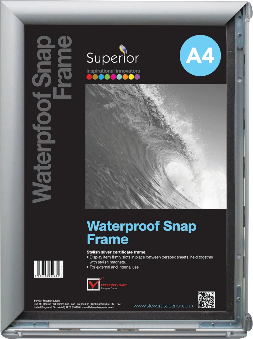Seco A4 Snap Frame Silver Aluminium Wpasnf4-Sv 26 (W) X 2.1 (D) X 35 (H) Cm