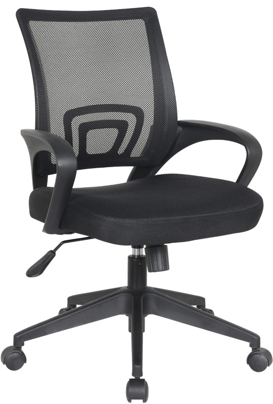 FELUCCA Bürostuhl Wippmechanik Stoff Feste Armlehne Schwarz 100 kg 590 x 590 x 970 mm