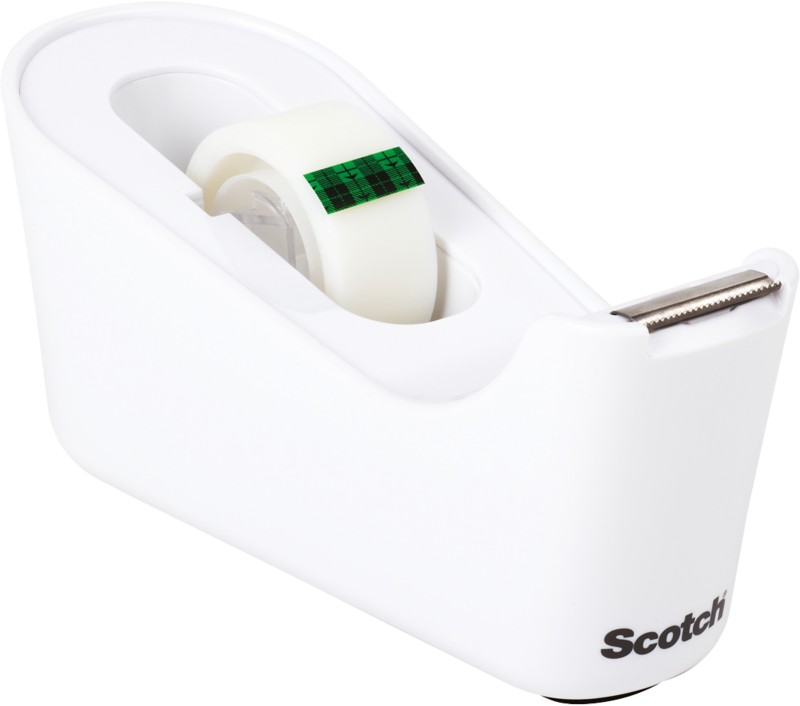 Scotch Klebebandabroller C18 Weiß mit 1 Rolle Scotch Magic Klebefilm 810 Matt Unsichtbar 19 mm (B) × 33 m (L)