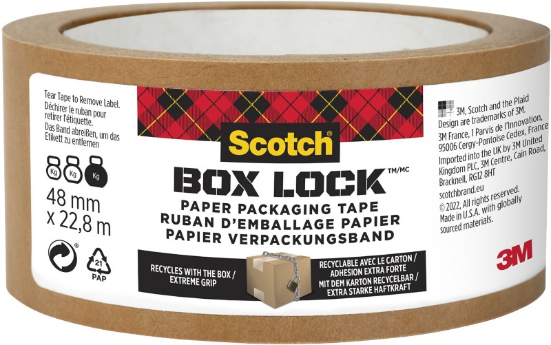 Scotch Box Lock Papier Verpackungsklebeband Braun Zehr Stark 48 (B) mm x 22,8 m (L) 127 Microns