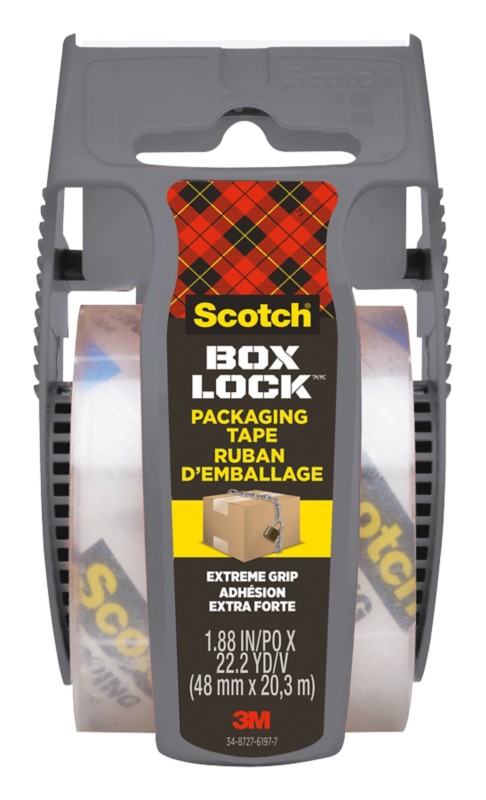 Scotch Box Lock Verpackungsklebeband mit Abroller Transparent Sehr Stark 48 (B) mm x 20,3 m (L) PP (Polypropylen) 78,8 M...