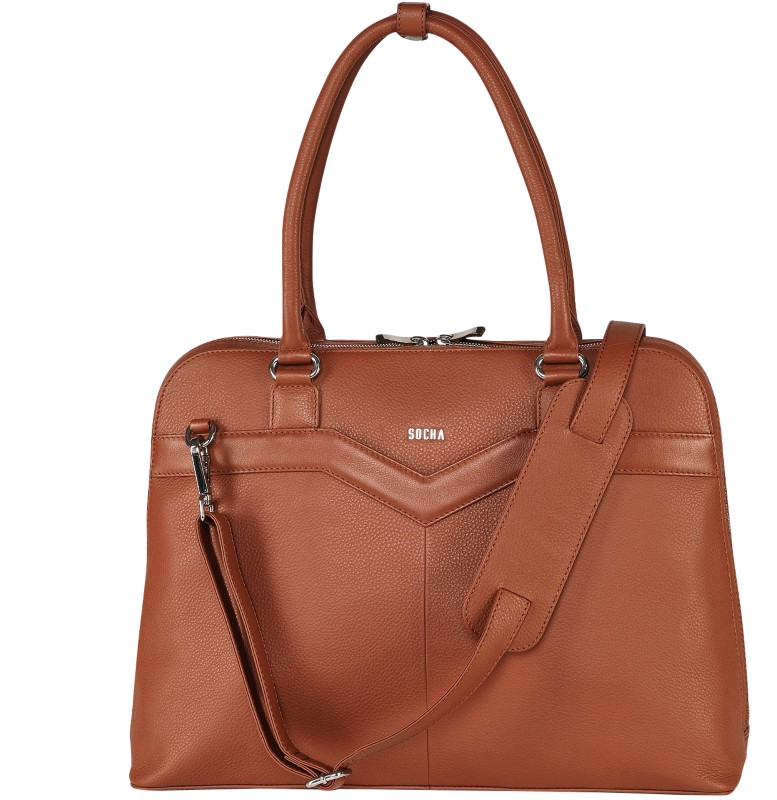 SOCHA Laptoptasche 15,6" Leder Cognac 44 x 13 x 31,5 cm