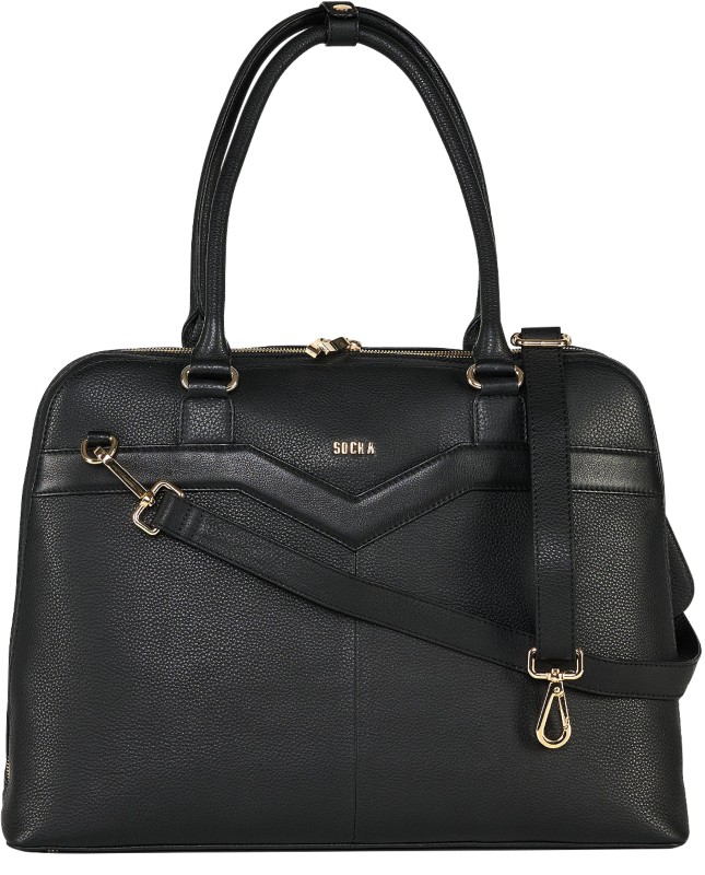 SOCHA Laptoptasche 15,6" Leder Schwarz 44 x 13 x 31,5 cm