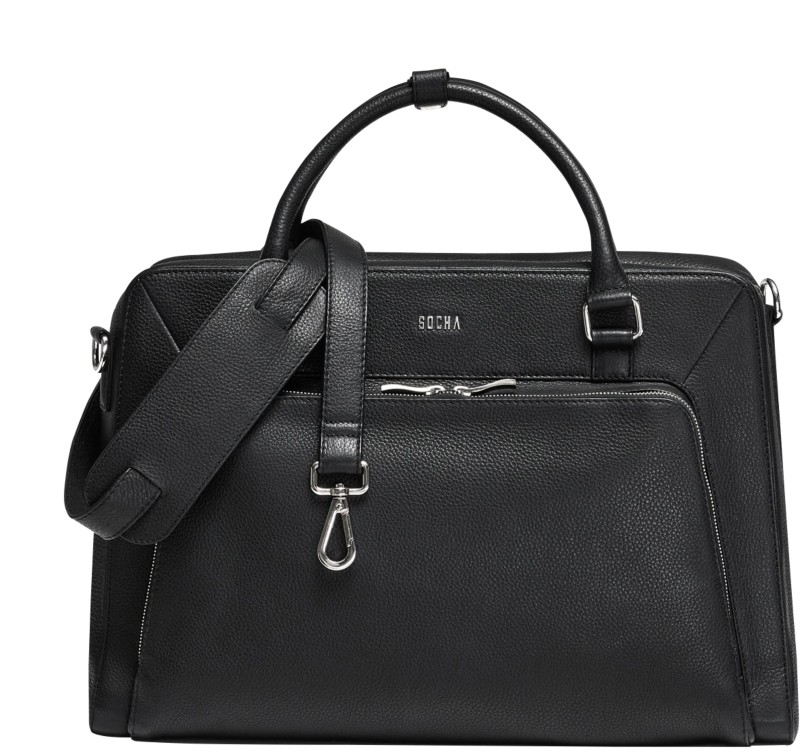 SOCHA Laptoptasche 15,6" Leder Schwarz 43 x 13 x 31,5 cm