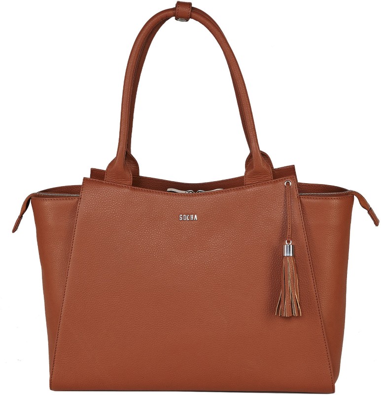 SOCHA Laptoptasche 17,3" Leder Cognac 44 x 13 x 31,5 cm