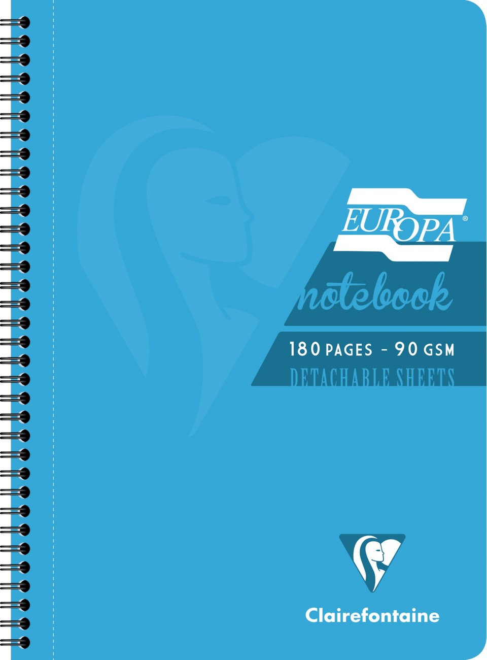 Europa Notebook 5802Z A4 Ruled Spiral Bound Side Bound Cardboard Hardback Blue Perforated 180 Pages