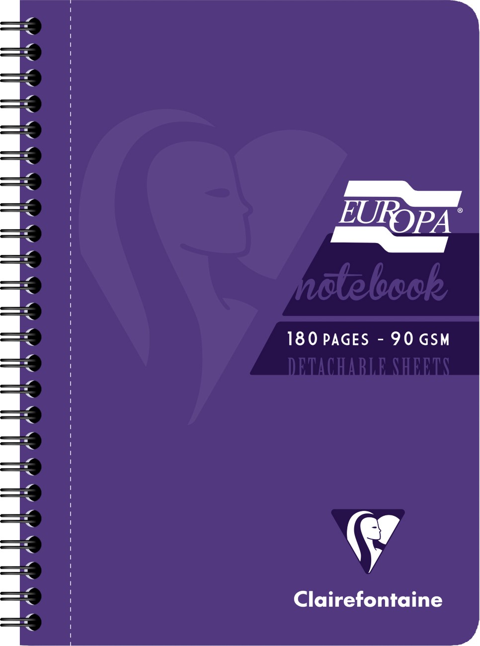 Europa Notebook 5813Z A5 Ruled Spiral Bound Side Bound Cardboard Hardback Purple Perforated 180 Pages