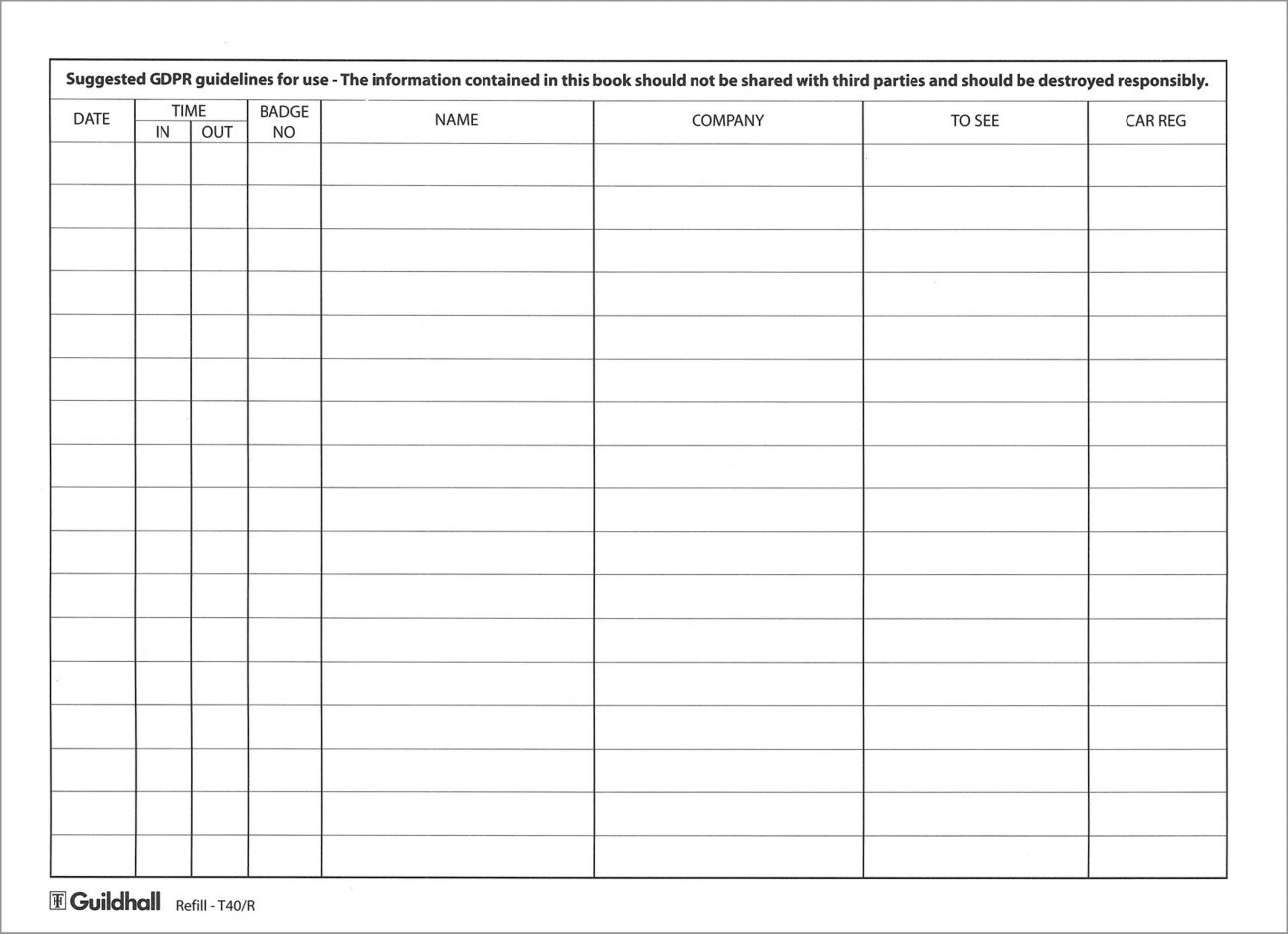 Guildhall Refill for Loose-leaf Visitors Book 50 Sheets A4 Ref T40RZ - Image 8