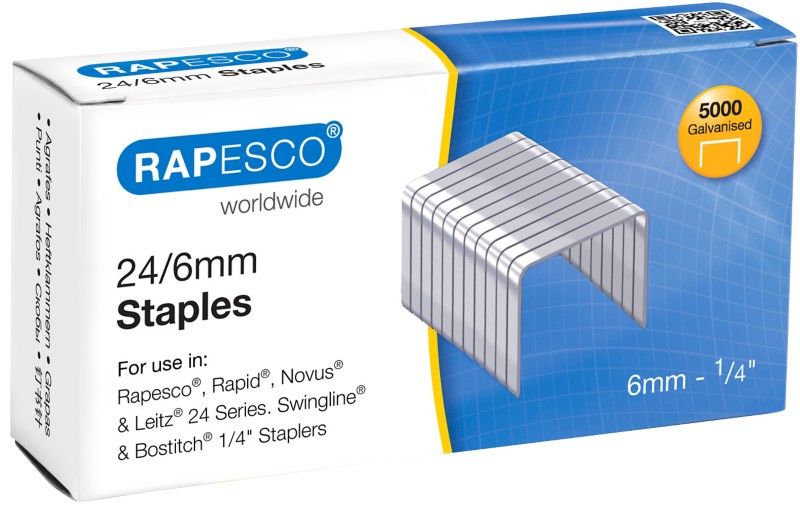 Rapesco Staples 24/6 S24602z3 Steel Silver Pack Of 5000 Staples