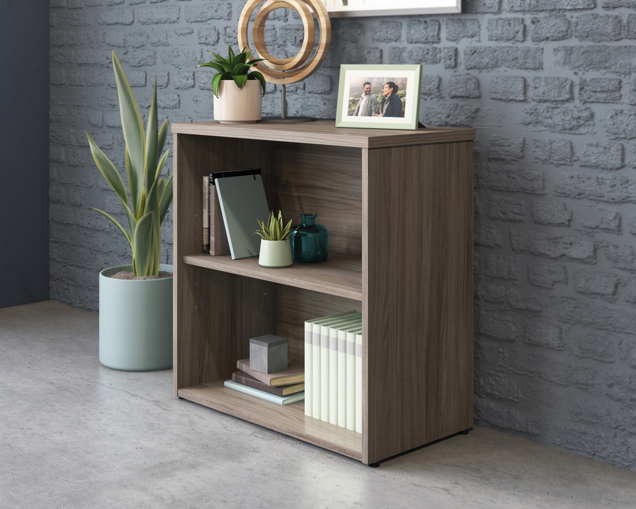 Teknik Affiliate Laminated Particle Board Bookcase 2 Shelves 750 X 394 X 743 Mm Elm
