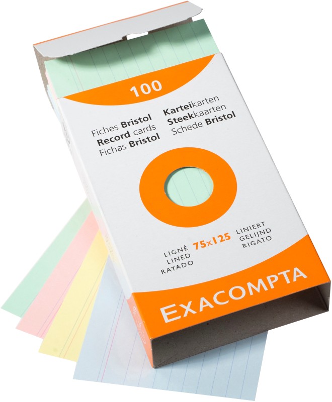 Exacompta Karteikarten 13851X DIN Farbig Sortiert 7,9 x 12,9 x 2,5 cm 10 Stück