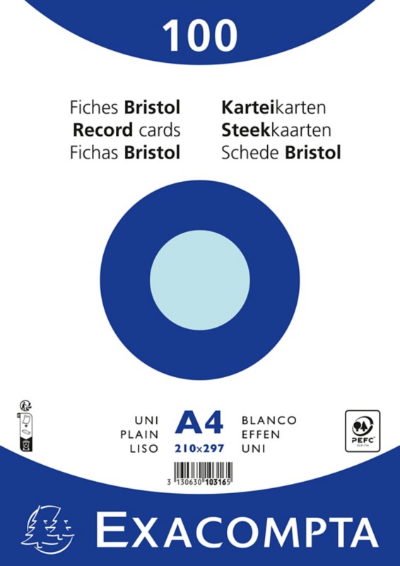 Exacompta Karteikarten DIN A4 Himmelblau 21 x 29,7 x 2,3 cm 10 Stück