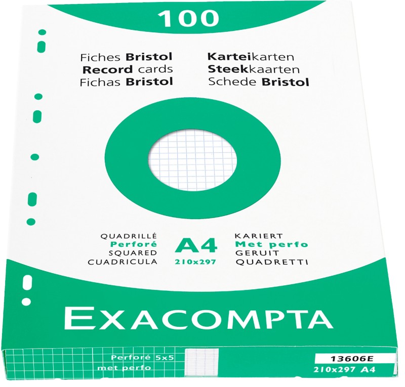 Exacompta Karteikarten 13606E DIN A4 Weiß 21,3 x 30 x 2,5 cm 10 Stück