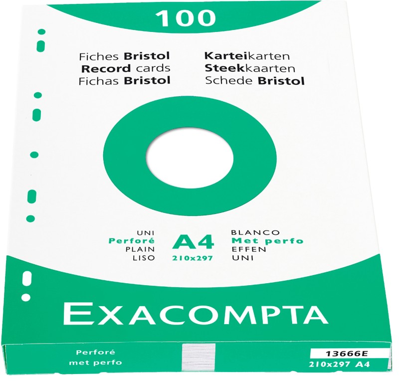 Exacompta Karteikarten 13666E DIN A4 Weiß 21,3 x 30 x 2,5 cm 10 Stück