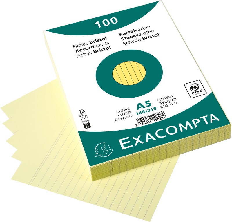 Exacompta Karteikarten 10828SE DIN A5 Gelb 15 x 21,2 x 2,5 cm 10 Stück