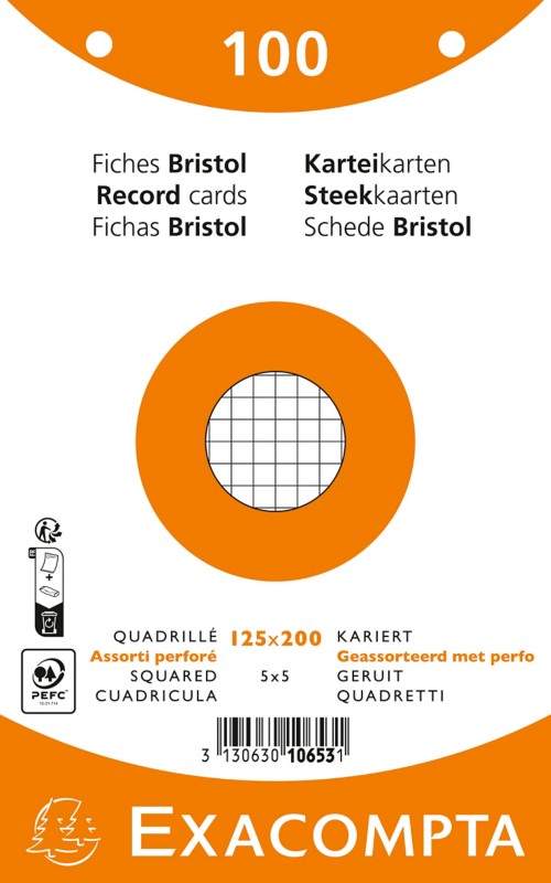 Exacompta Karteikarten 10653E 125 x 200 mm Farbig Sortiert 12,7 x 20,3 x 2,5 cm 12 Stück