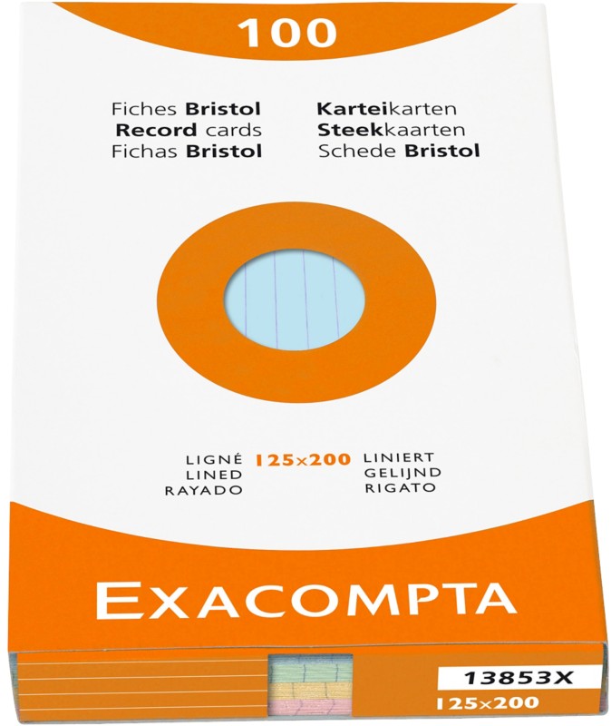 Exacompta Karteikarten 13853X 125 x 200 mm Farbig Sortiert 12,7 x 20,3 x 2,5 cm 12 Stück