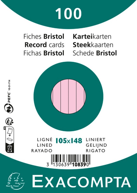 Exacompta Karteikarten 10839SE DIN A6 Rosa 10,7 x 15 x 2,5 cm 20 Stück