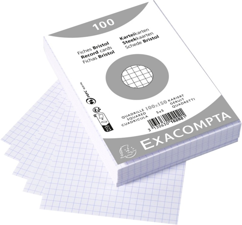 Exacompta Karteikarten 10202E 100 x 150 mm Weiß 10,2 x 15,3 x 2,5 cm 20 Stück