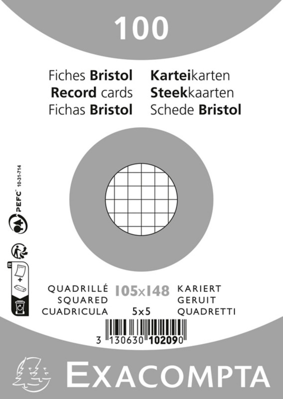 Exacompta Karteikarten 10209E DIN A6 Weiß 10,7 x 15 x 2,5 cm 20 Stück