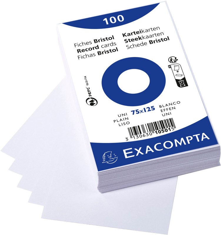 Exacompta Karteikarten 10501E Weiß 7,9 x 12,9 x 2,5 cm 20 Stück