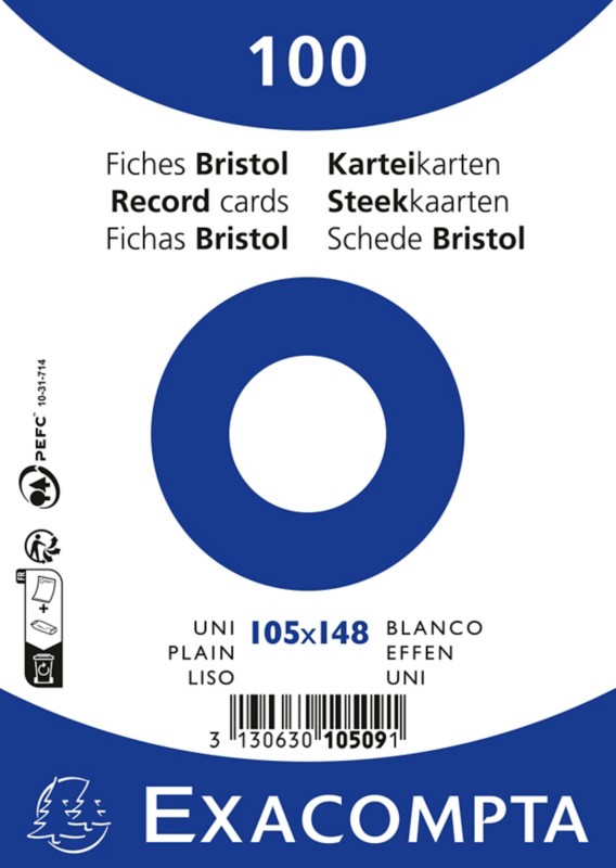 Exacompta Karteikarten 10509E DIN A6 Weiß 10,7 x 15 x 2,5 cm 20 Stück