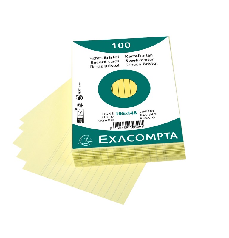 Exacompta Karteikarten 10829SE DIN A6 Gelb 10,7 x 15 x 2,5 cm 20 Stück