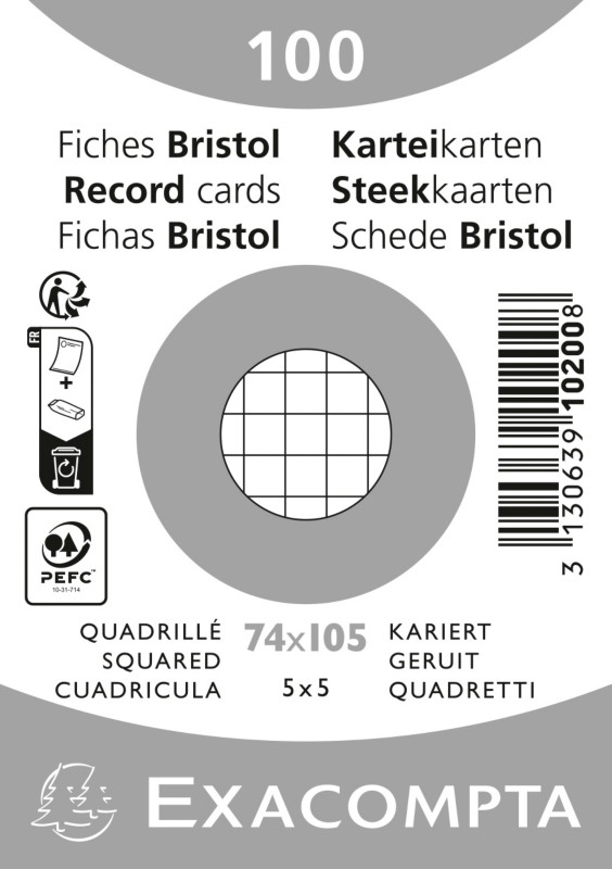 Exacompta Karteikarten 10200SE 74 x 105 mm Weiß 7,4 x 10,5 x 2,3 cm 40 Stück