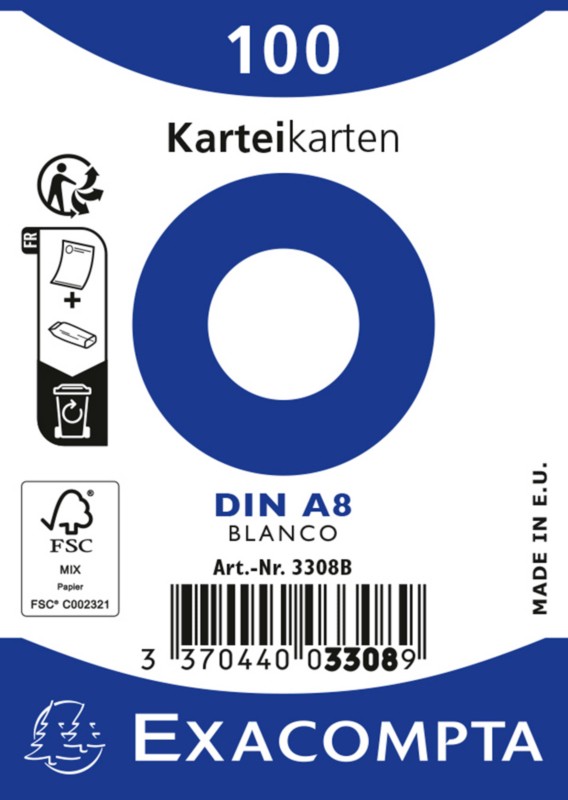 Thumbnail - Exacompta Karteikarten 3208B DIN A8 Weiß 5,2 x 7,4 x 2,3 cm 48 Stück