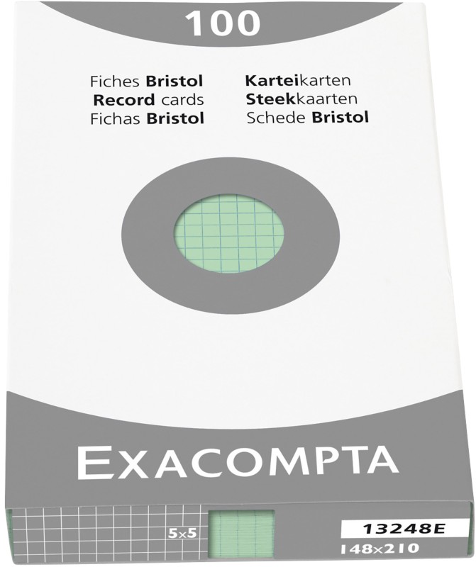 Thumbnail - Exacompta Karteikarten 13248E DIN A5 Grün 15 x 21,2 x 2,5 cm