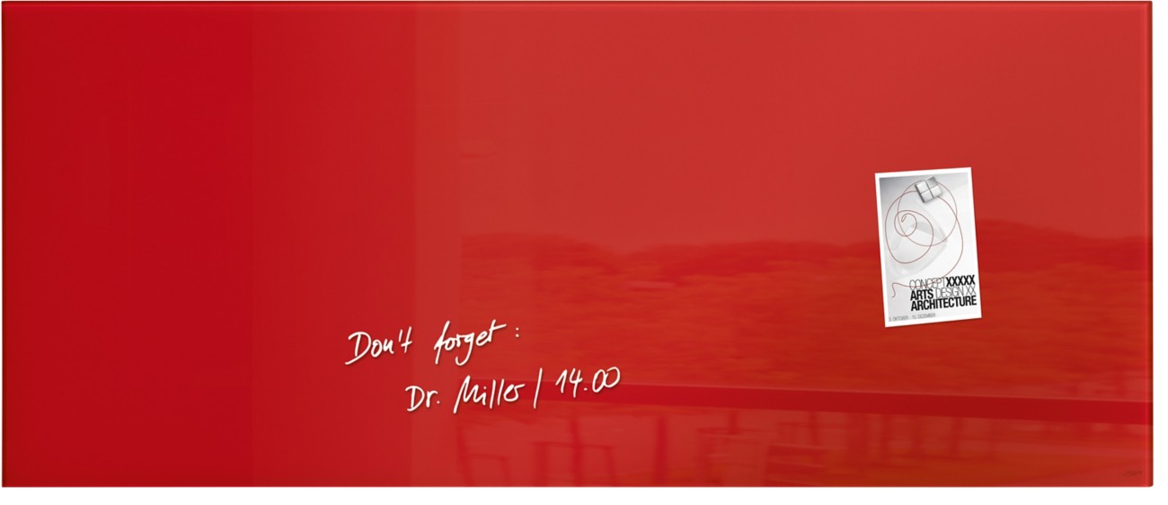 Thumbnail - Sigel Artverum Glastafel Magnetisch Einseitig 130 (B) x 55 (H) cm Rot