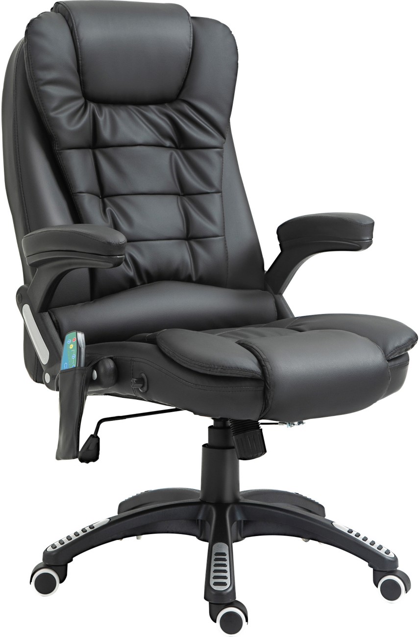HOMCOM Heated Vibrating Massage Office Chair - Reclining - Black Faux Leather - Executive Desk Chair - Image 4