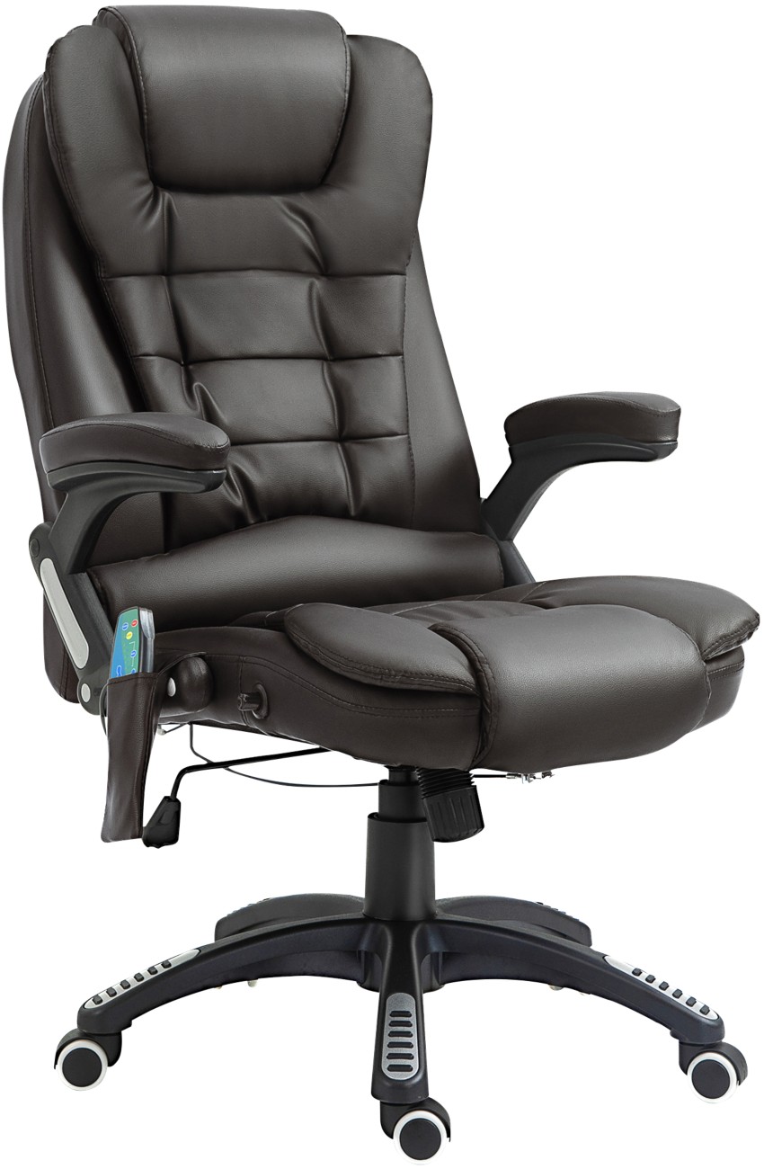 Executive Massage Office Chair Heated Reclining PU Leather Desk Chair Brown - Image 4