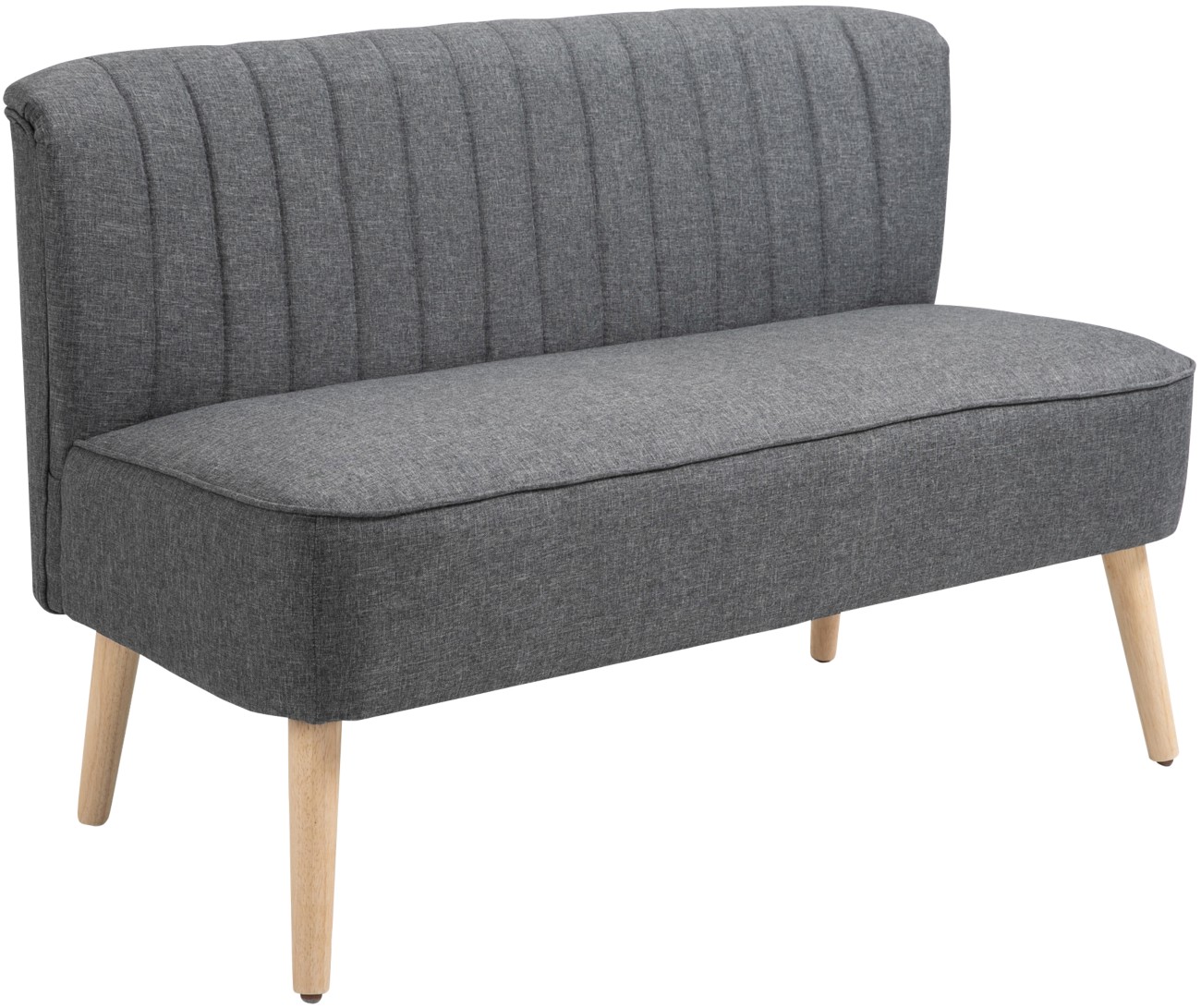 Homcom Unisex Dark Grey Modern Double Seat Sofa Compact Loveseat Couch Padded Velvet Wood Legs In - Image 6